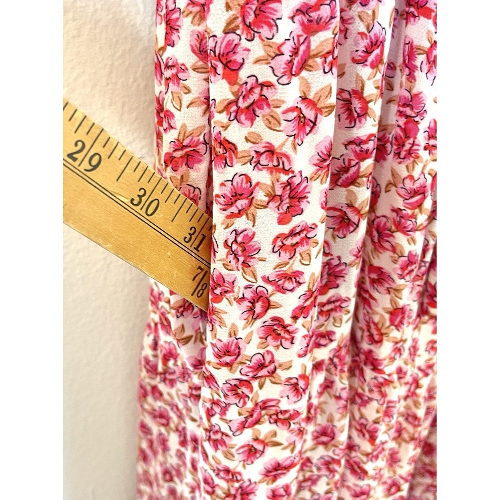 Code X Mode Womens Floral Maxi Dress Size S Pink Red Boho Cottagecore Peasant - Picture 8 of 11